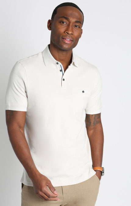 Stone Luxe Cotton Interlock Polo Shirt