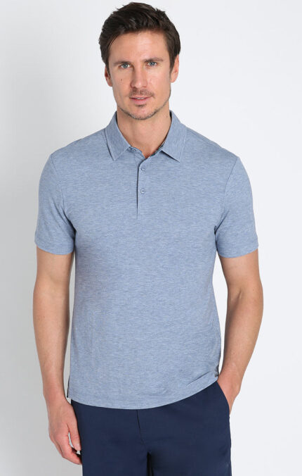 Blue Stretch Poly Viscose Soft Polo