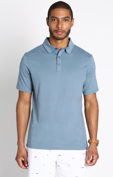 Blue Pima Cotton Polo Shirt