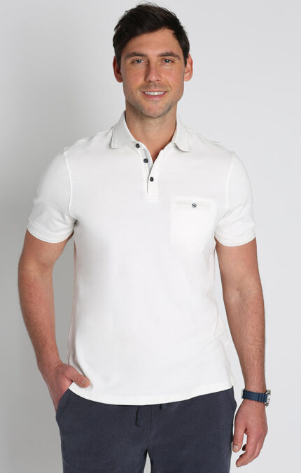 White Luxe Cotton Interlock Polo Shirt