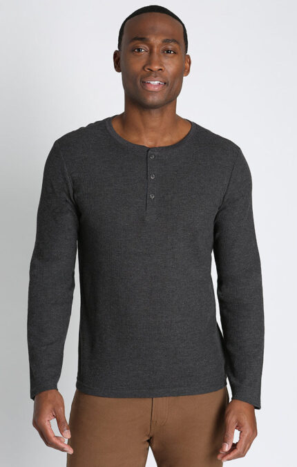 Charcoal Classic Waffle Henley