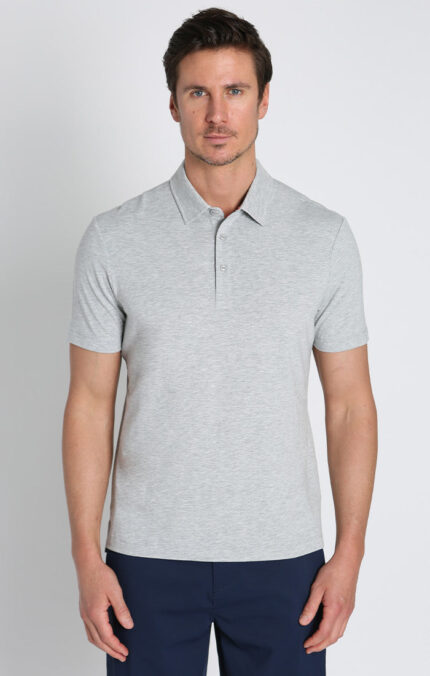 Grey Stretch Poly Viscose Soft Polo