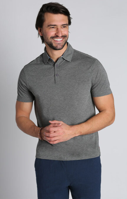 Charcoal Stretch Poly Viscose Soft Polo