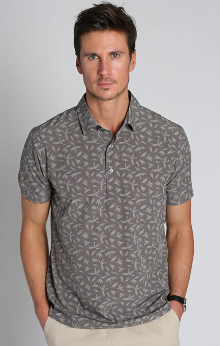 Grey Frond Print Gravityless Polo