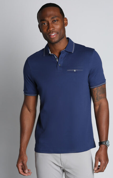 Indigo Luxe Cotton Interlock Polo Shirt