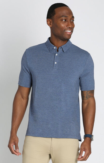 Navy Stretch Pima Cotton Blend Polo