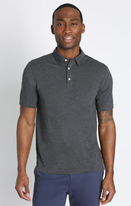 Charcoal Stretch Pima Cotton Blend Polo
