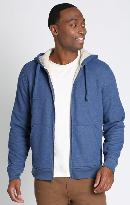 Blue Sherpa Lined Waffle Hoodie