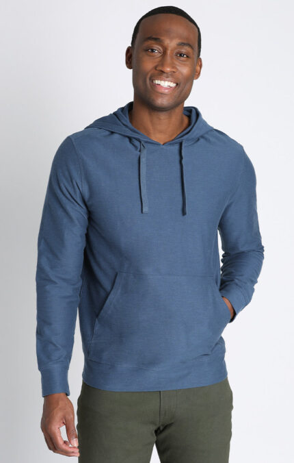 Blue Reverse Slub Pullover Hoodie
