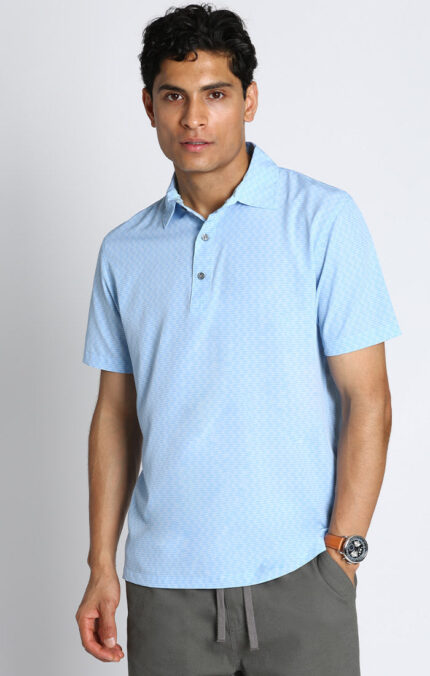 Blue Micro Print Gravityless Performance Polo