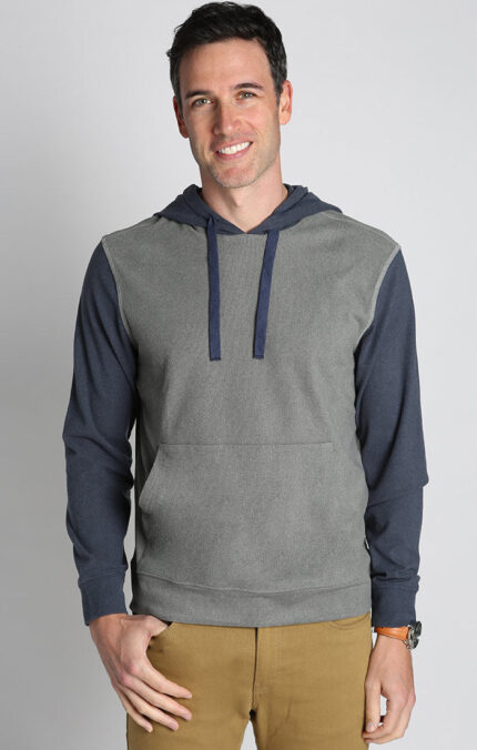 Grey and Navy Ultra Soft Ribbed Color Block Hoodie