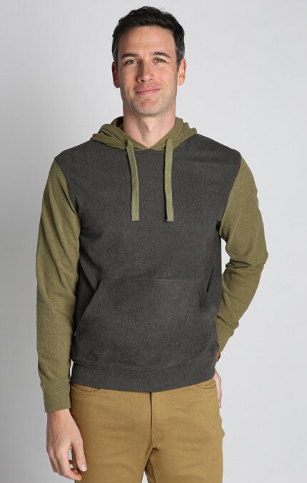 Charcoal and Green Ultra Soft Ribbed Color Block Hoodie