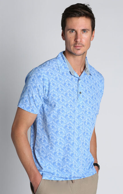Light Blue Camo Print Gravityless Polo