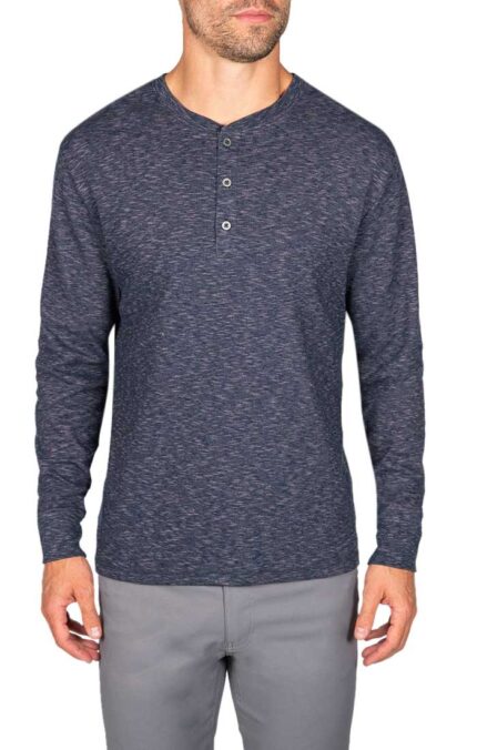Blue Wylie Slub Long Sleeve Henley