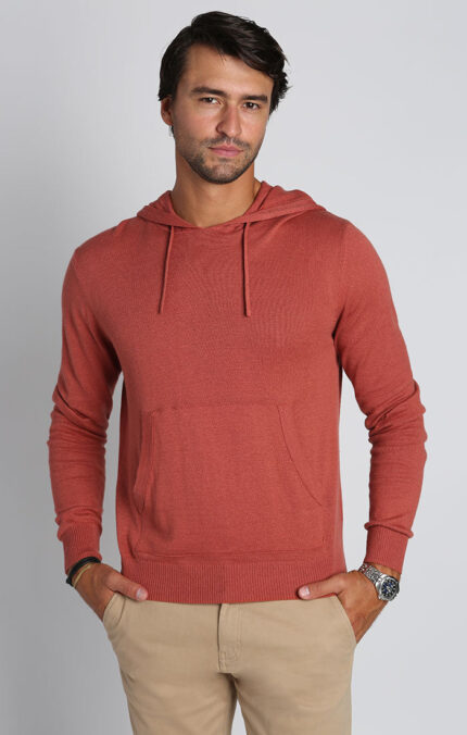 Light Red Hooded Pullover Sweater